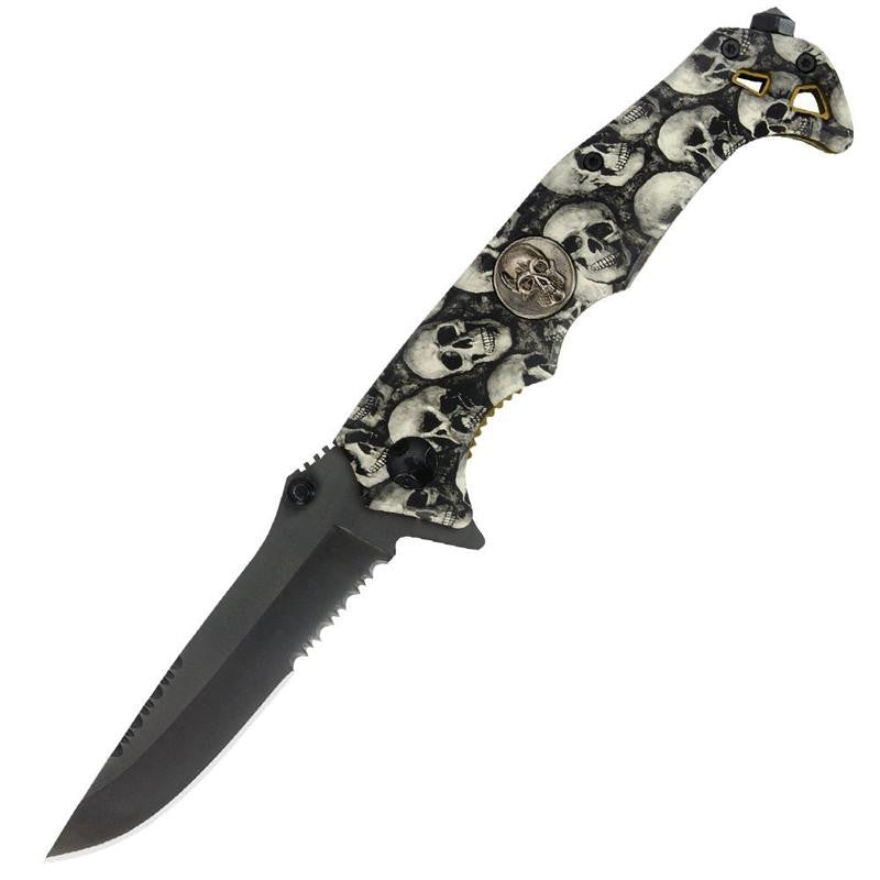 Black Legion Assisted Open Skull Camo Folding Pocket Knife