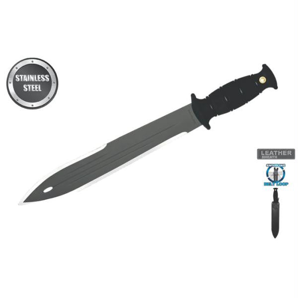 Combat Machete w-Leather Sheath