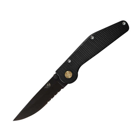 GT-Folder, Black Drop point, Serrated Manual