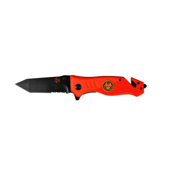 Biohazard Pocket Folding Tanto blade-seat belt cutter (Red)